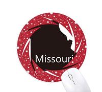 DIYthinker Missouri America USA Mapa Silueta Wheel Mouse Pad de Goma roja Redonda