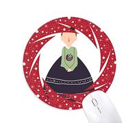 DIYthinker Mujeres, Costumbre Tradicional en Corea Wheel Mouse Pad de Goma roja Redonda
