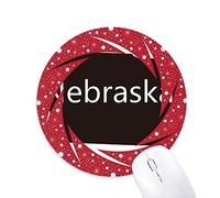 DIYthinker Nebraska America USA Mapa Silueta Wheel Mouse Pad de Goma roja Redonda