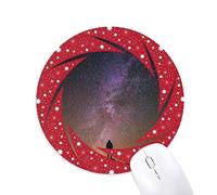 DIYthinker Noche Cielo Estrellas Milky Way Silueta Wheel Mouse Pad de Goma roja Redonda