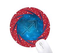 DIYthinker Noche Estrellada de Sagitario Zodiac Constellation Wheel Mouse Pad de Goma roja Redonda