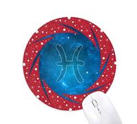 DIYthinker Noche Estrellada Pisces Zodiac Constellation Wheel Mouse Pad de Goma roja Redonda