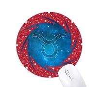 DIYthinker Noche Estrellada Taurus Zodiac Constellation Wheel Mouse Pad de Goma roja Redonda