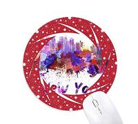 DIYthinker Nueva York América Ciudad Acuarela Wheel Mouse Pad de Goma roja Redonda
