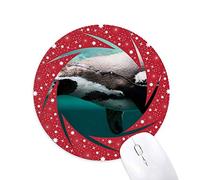 DIYthinker Ocean Deep Blue Penguin Agua Foto Wheel Mouse Pad de Goma roja Redonda