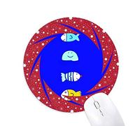DIYthinker Ocean Fish Jellyfish Wheel Mouse Pad de Goma roja Redonda