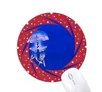 DIYthinker Ocean Medusas Ciencia Naturaleza Foto Wheel Mouse Pad de Goma roja Redonda