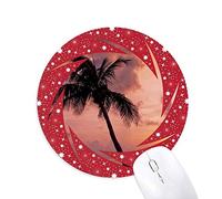 DIYthinker Ocean Sand Beach Boat Tree Foto Wheel Mouse Pad de Goma roja Redonda