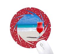 DIYthinker Ocean Sand Beach Jugo de Sandia Foto Wheel Mouse Pad de Goma roja Redonda