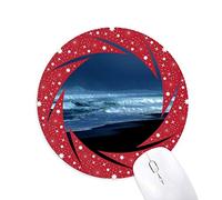 DIYthinker Ocean Sky Water Beach Ciencia Naturaleza Foto Wheel Mouse Pad de Goma roja Redonda