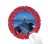 DIYthinker Ocean Vista Torre Oscura la Foto Wheel Mouse Pad de Goma roja Redonda