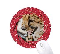 DIYthinker Organismo Animal Salvaje Leopardo terrestres Wheel Mouse Pad de Goma roja Redonda