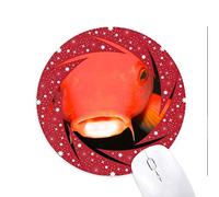 DIYthinker Organismo Marino Rojo Pescado Animal Wheel Mouse Pad de Goma roja Redonda