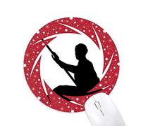 DIYthinker Palo Chino Shaolin Monk Soldado Cultura Wheel Mouse Pad de Goma roja Redonda
