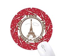 DIYthinker Paris France Eiffel Tower Classic Pais Ciudad Wheel Mouse Pad de Goma roja Redonda