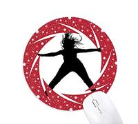 DIYthinker Pelo de educacion fisica Deportes de Salto Wheel Mouse Pad de Goma roja Redonda