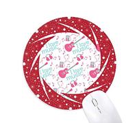 DIYthinker Pink Blue Guitar Music Patron Wheel Mouse Pad de Goma roja Redonda