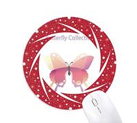 DIYthinker Pink Butterfly Collection Wheel Mouse Pad de Goma roja Redonda