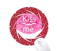 DIYthinker Pink Lip Kiss me Dia de San Valentin Wheel Mouse Pad de Goma roja Redonda