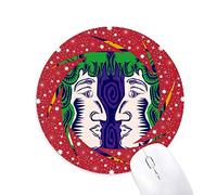 DIYthinker Pintado a Mano de la constelación de Gemini Mexicon Cultura Wheel Mouse Pad de Goma roja Redonda