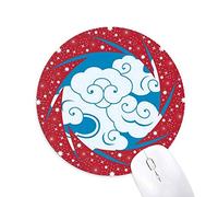 DIYthinker Pintura Cultura Nube Blanca Wheel Mouse Pad de Goma roja Redonda