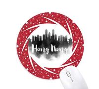DIYthinker Pintura Tinta China histórica Ciudad Hongkong Wheel Mouse Pad de Goma roja Redonda
