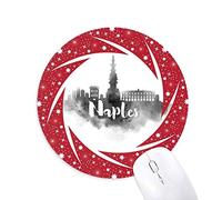 DIYthinker Pintura Tinta histórica Ciudad Nápoles Italia Wheel Mouse Pad de Goma roja Redonda