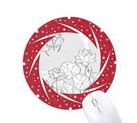 DIYthinker Planta de Flor de Hoja de Loto, Flor de Loto River Wheel Mouse Pad de Goma roja Redonda