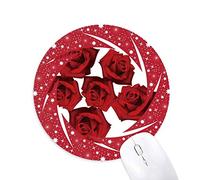 DIYthinker Planta de Flor Planta Flores Rosa roja Wheel Mouse Pad de Goma roja Redonda