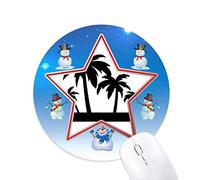 DIYthinker Planta Negra Silueta de árbol de Coco Muñeco de Nieve Mouse Pad Redondo Star Mat