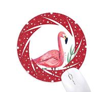 DIYthinker Plantas Tropicales de Flamingo Animal Wheel Mouse Pad de Goma roja Redonda