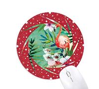 DIYthinker Plantas Tropicales Flamingo Animal Wheel Mouse Pad de Goma roja Redonda