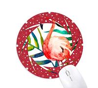 DIYthinker Plantas Tropicales Flamingo Flores Wheel Mouse Pad de Goma roja Redonda