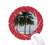 DIYthinker Playa de Arena a Tree Foto de mar océano Wheel Mouse Pad de Goma roja Redonda