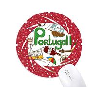 DIYthinker Portugal Amor Corazon Landscap Bandera Nacional Wheel Mouse Pad de Goma roja Redonda