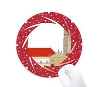 DIYthinker Portugal Coimbra National Landmark Building Wheel Mouse Pad de Goma roja Redonda