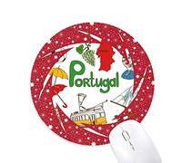 DIYthinker Portugal Landscap Animales Bandera Nacional Wheel Mouse Pad de Goma roja Redonda