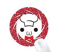 DIYthinker Precioso Kaomoji Soy un Chef de expresión Wheel Mouse Pad de Goma roja Redonda
