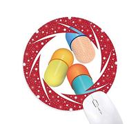 DIYthinker Productos de Cuidado de la Salud Capsule Pill Pattern Wheel Mouse Pad de Goma roja Redonda