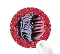 DIYthinker Purple Moon Stars Mexicon Element Grabado Wheel Mouse Pad de Goma roja Redonda