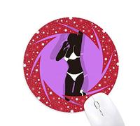 DIYthinker Purple Mujeres gordas de Rodillas Wheel Mouse Pad de Goma roja Redonda