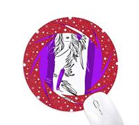 DIYthinker Purple regordeta Pelo Largo Mujer Wheel Mouse Pad de Goma roja Redonda
