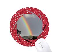 DIYthinker Rainbow Ciencias forestales paisajes Naturaleza Wheel Mouse Pad de Goma roja Redonda
