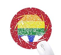 DIYthinker Rainbow Gay Lesbian Cerdo Pintura Wheel Mouse Pad de Goma roja Redonda