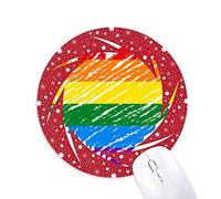 DIYthinker Rainbow Gay Lesbian corazón ilustración Wheel Mouse Pad de Goma roja Redonda