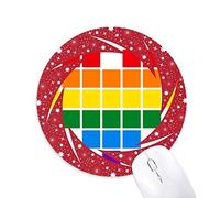 DIYthinker Rainbow Gay Lesbian pequeña Caja Corazon Wheel Mouse Pad de Goma roja Redonda