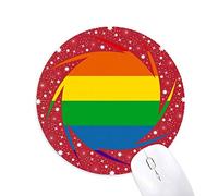 DIYthinker Rainbow Gay Lesbianas Bisexuales de Apoyo Wheel Mouse Pad de Goma roja Redonda