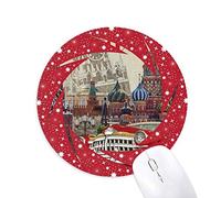 DIYthinker Red Classic Cars Moscú ilustración Wheel Mouse Pad de Goma roja Redonda