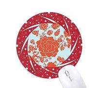 DIYthinker Red Flower Plant Rose Patron Wheel Mouse Pad de Goma roja Redonda
