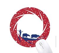 DIYthinker Reino de Tailandia costumbres Cultura Wheel Mouse Pad de Goma roja Redonda